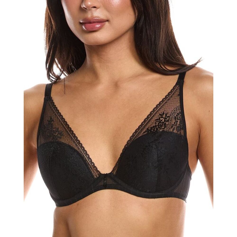 Passionata Womens  Maddie Plunge T-Shirt Lace Bra, Black